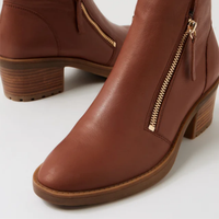 Lettice New Cognac Leather Ankle Boots - DJANGO AND JULIETTE | Shouz