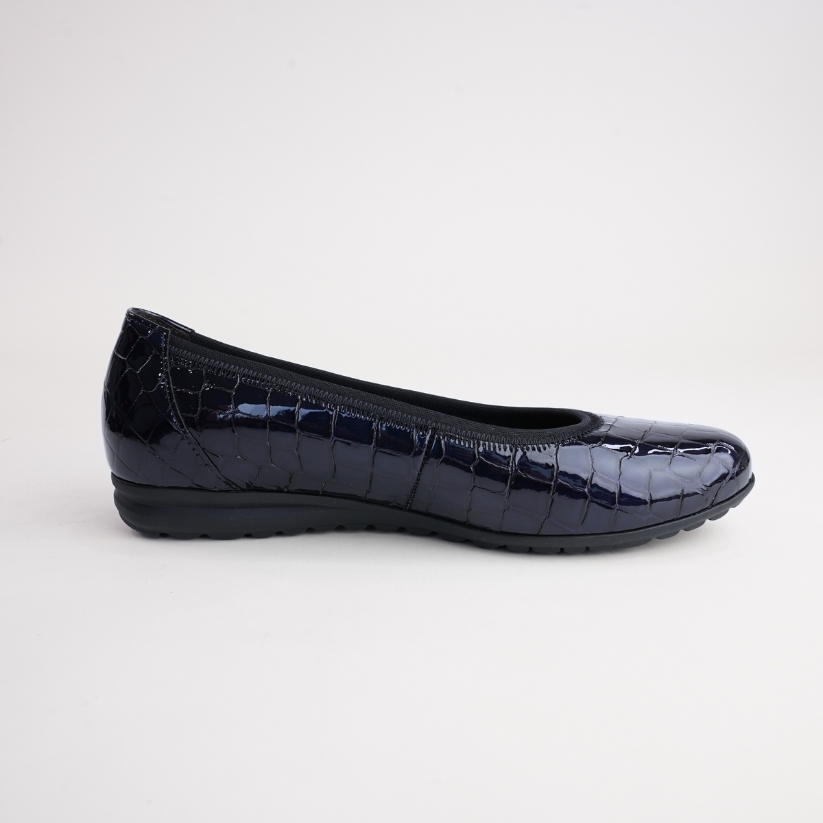 Gia Ocean Alligator Patent Leather Ballet Flats