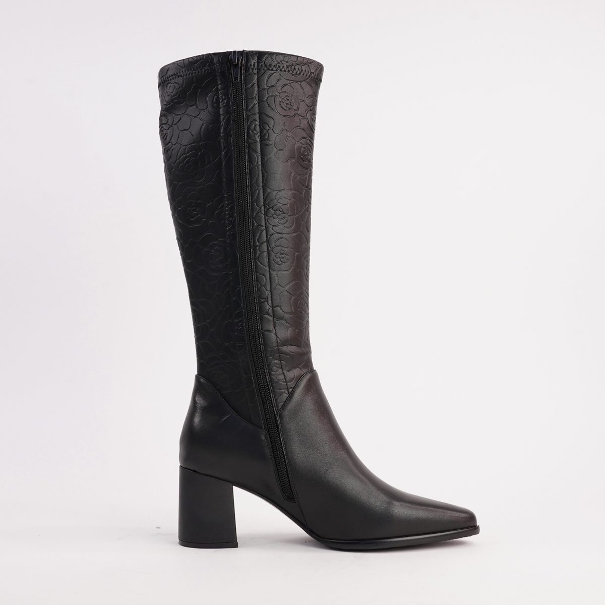 Swap Black Leather Knee High Boots