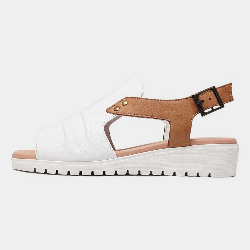 Madis White Leather Sandals