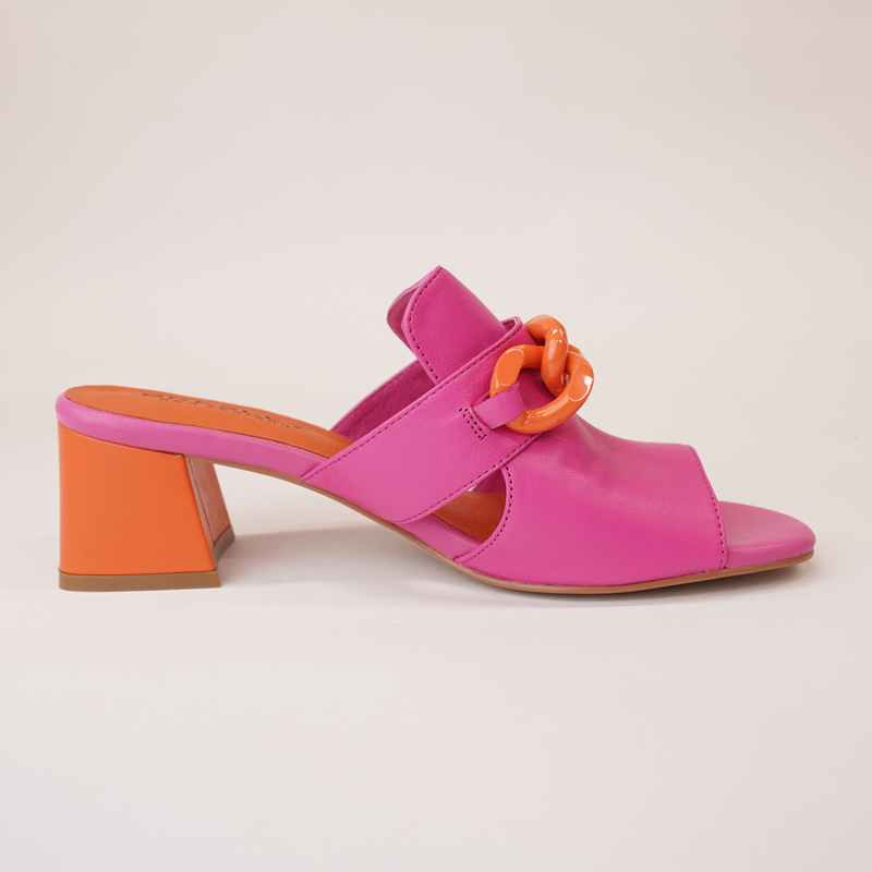 Adder Fuchsia/ Orange Leather Heels