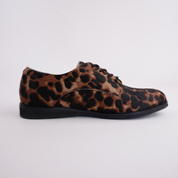 Derby Dark Camel Leopard/Black Lace Up Flats