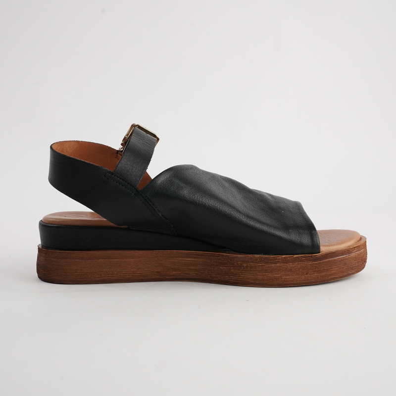 Positano Black Leather Sandals