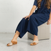Harli Dark Tan/ Almond Leather Slides