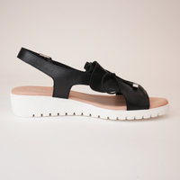 Malika Black/White Leather Sandals