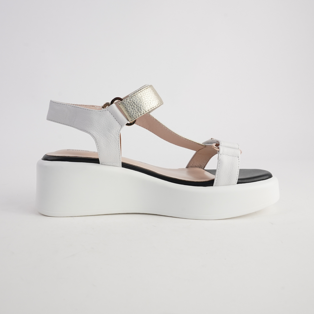Roz White/ Gold Leather Sandals - EMMA KATE | Shouz