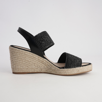Pivey Black/ Natural Rope Espadrille Wedges
