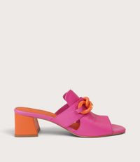 Adder Fuchsia/ Orange Leather Heels