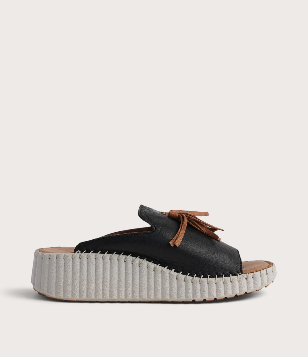 Sonny Black Leather Slides