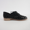 Aksel Black Leather Lace Up Flats