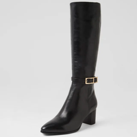 Brielles Black Leather/ Black Heel Knee High Boots - DJANGO AND JULIETTE | Shouz
