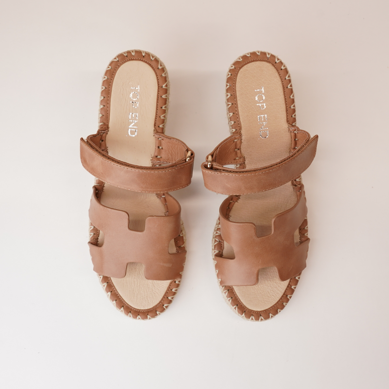 Goran Tan Leather Espadrille Wedges