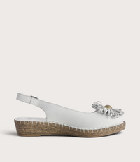 Erica White Leather Espadrille Wedges