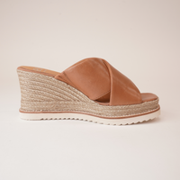 Zelie Brandy Leather Espadrille Wedges