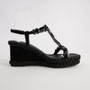 Vontey Black Suede Wedge Sandals