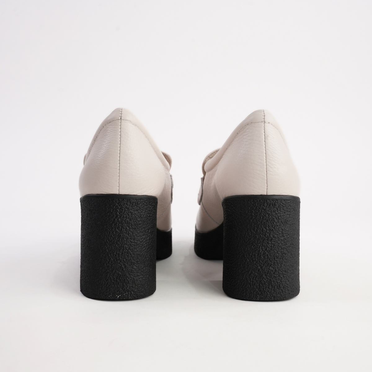 Bella Bone Milled Leather Heeled Loafers - TAMARA LONDON | Shouz