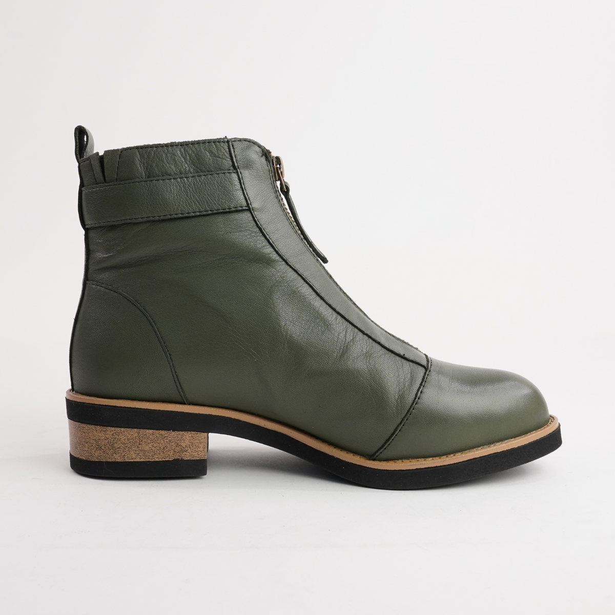 Dooley Olive Leather Ankle Boots
