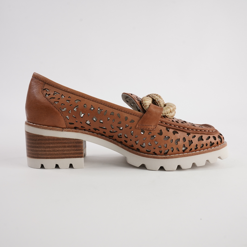 Popo Brandy Leather Heeled Loafers