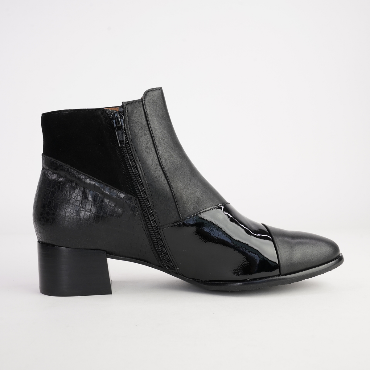 Award Black Mix Leather Ankle Boots - BRESLEY | Shouz