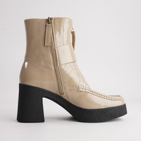 Boondoggle Taupe Patent Boots - TAMARA LONDON | Shouz