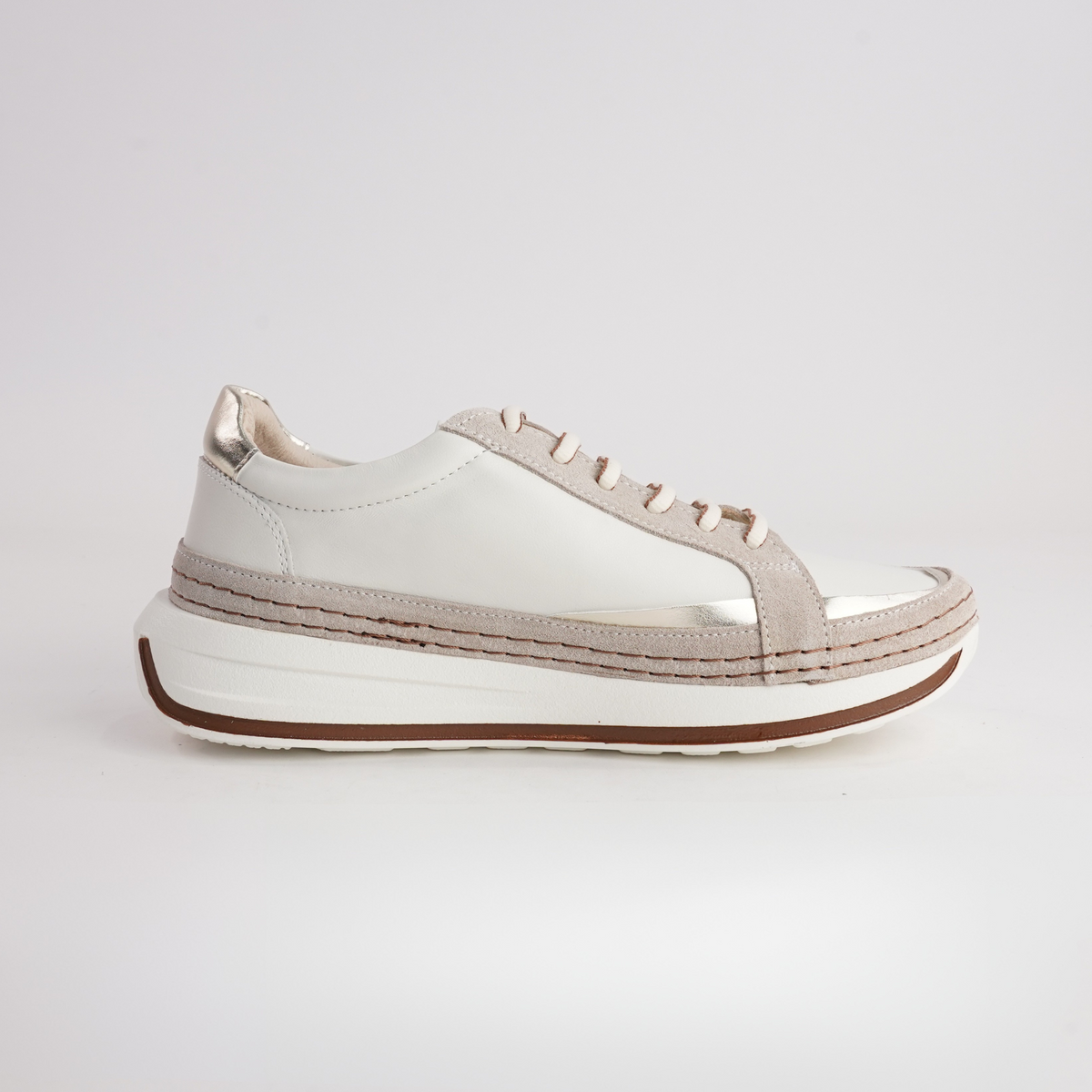 Vogue Crema Leather Sneakers - SALA | Shouz