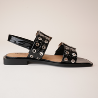 Savina Black Patent Leather Sandals