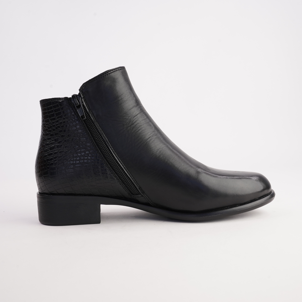 Lorenzo Black/ Croc Leather Ankle Boots - BRESLEY | Shouz