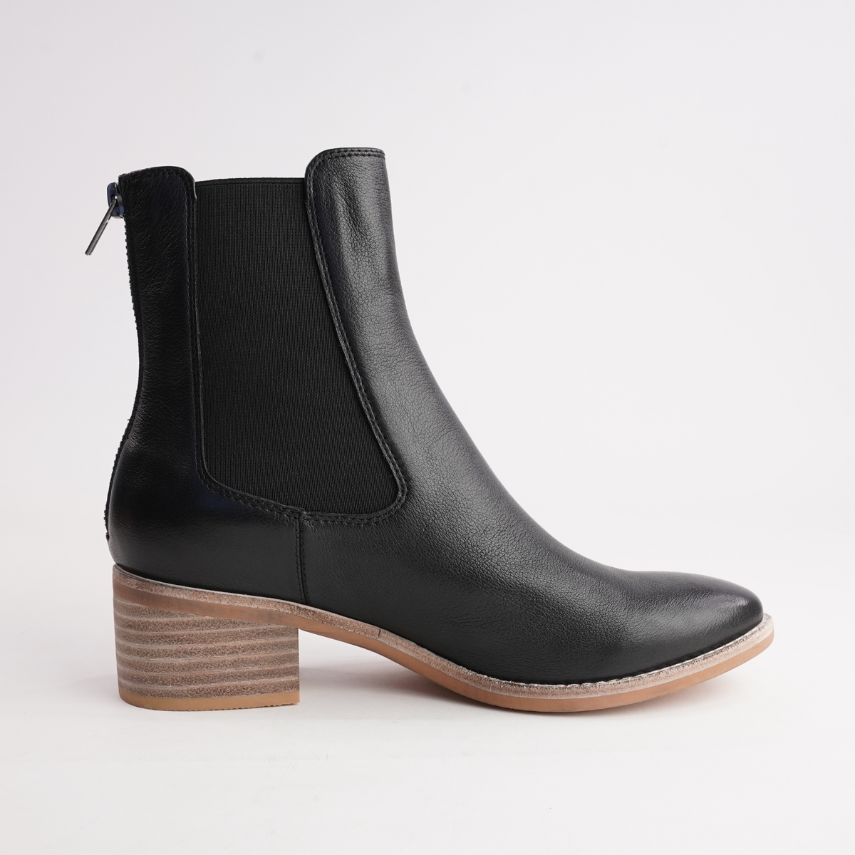 Panord Black/ Natural Heel Leather Ankle Boots