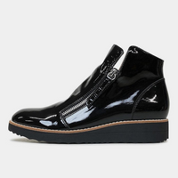 Ohmy Black Patent Leather Ankle Boots