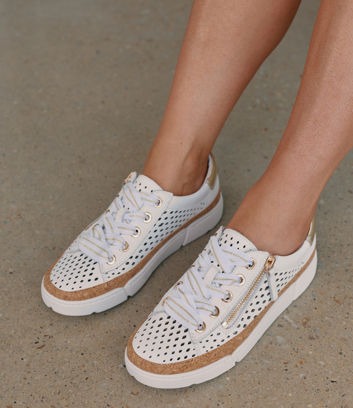 Torque White/Pale Gold Multi Sneakers - DJANGO AND JULIETTE | Shouz