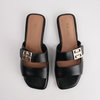 Larino Black Leather Slides