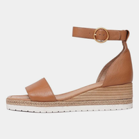 Idola Dark Tan Leather Wedges