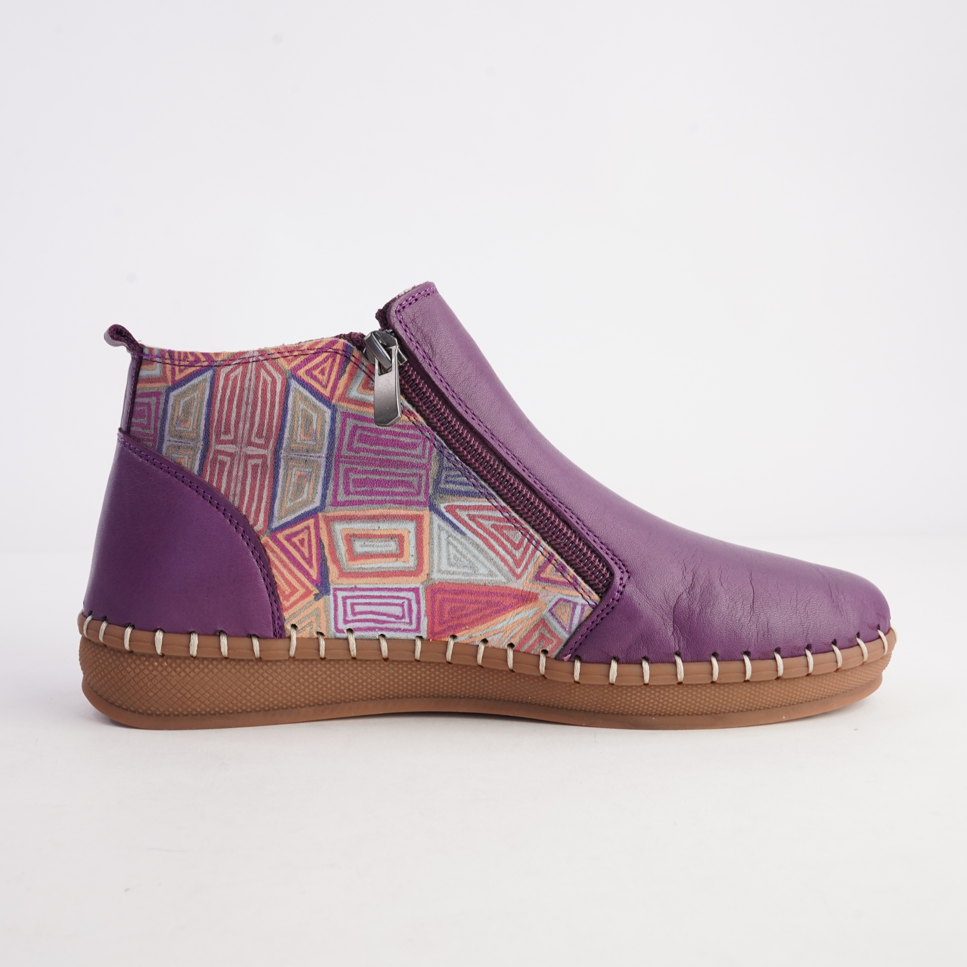 Regan Melanzana Mosaic Leather Ankle Boots - SALA | Shouz