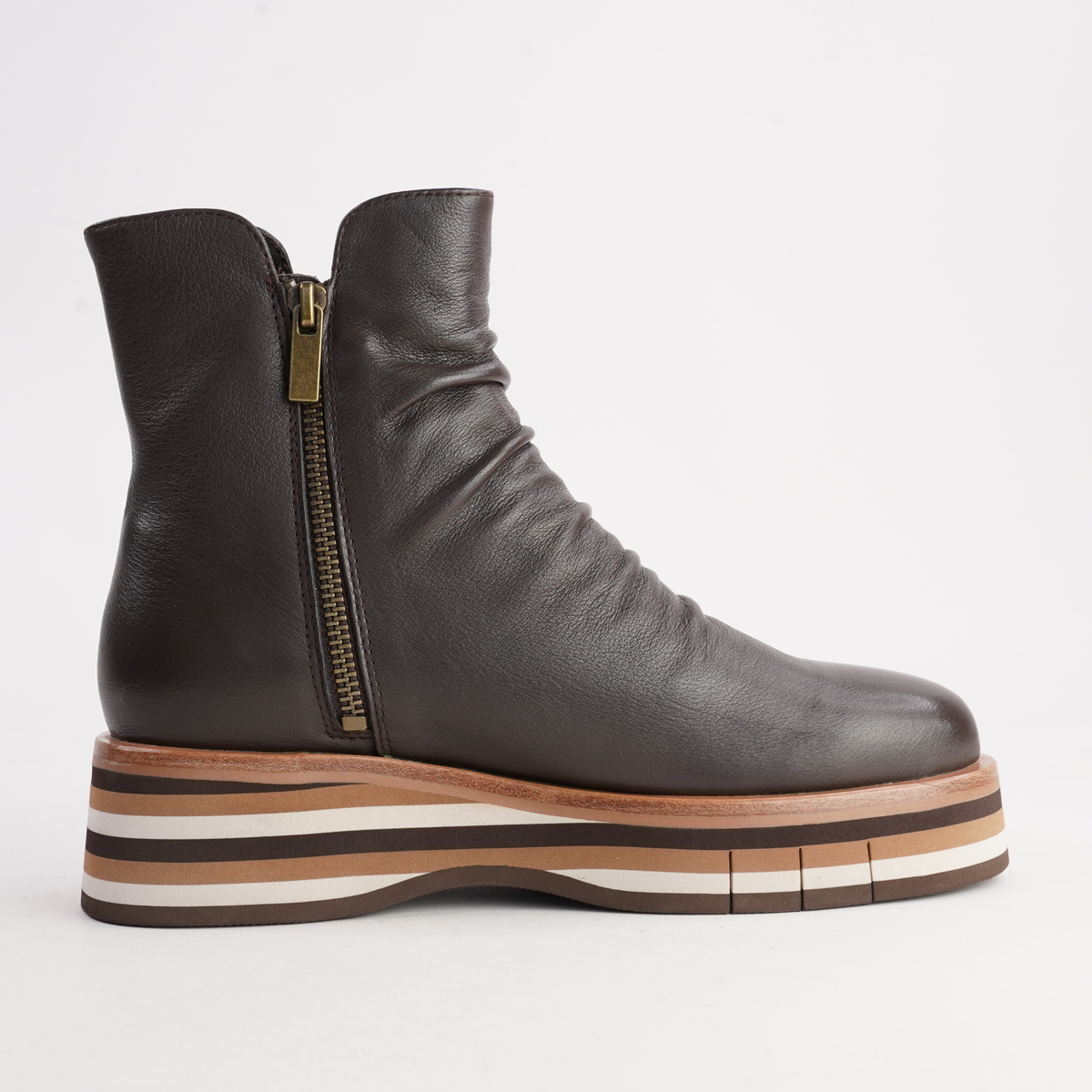 Ganni Choc Leather/ Choc Tan Multi Sole Boots - DJANGO AND JULIETTE | Shouz