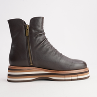 Ganni Choc Leather/ Choc Tan Multi Sole Boots - DJANGO AND JULIETTE | Shouz