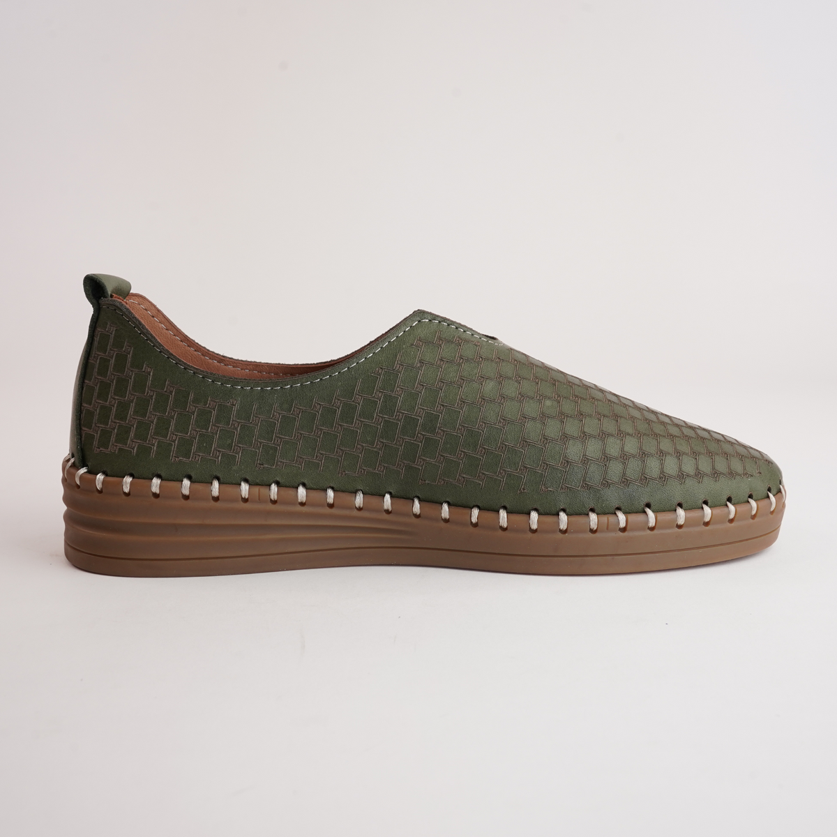 Lassy Dark Olive Leather Sneakers - SALA | Shouz