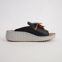 Sonny Black Leather Slides