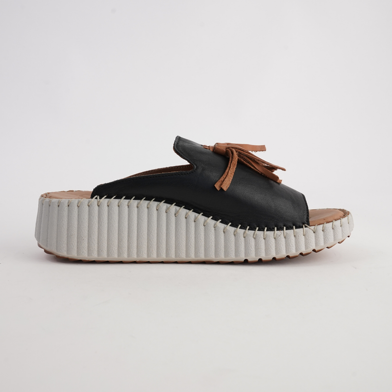 Sonny Black Leather Slides