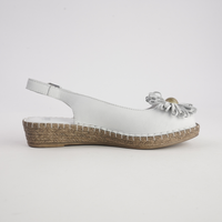 Erica White Leather Espadrille Wedges