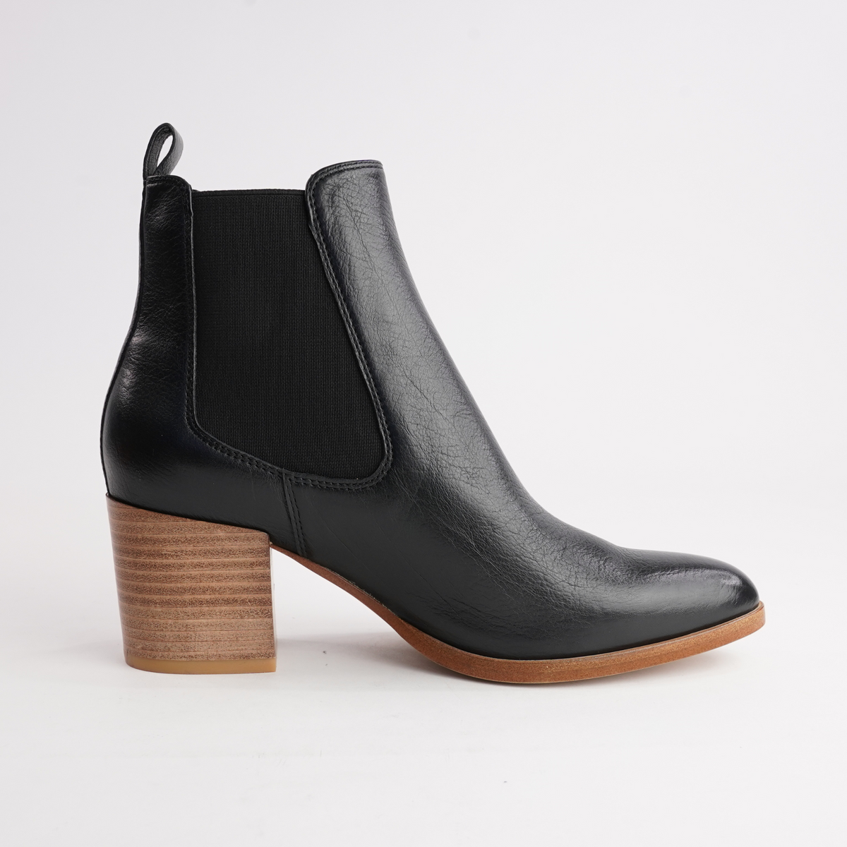 Zubia Black/ Natural Leather Ankle Boots