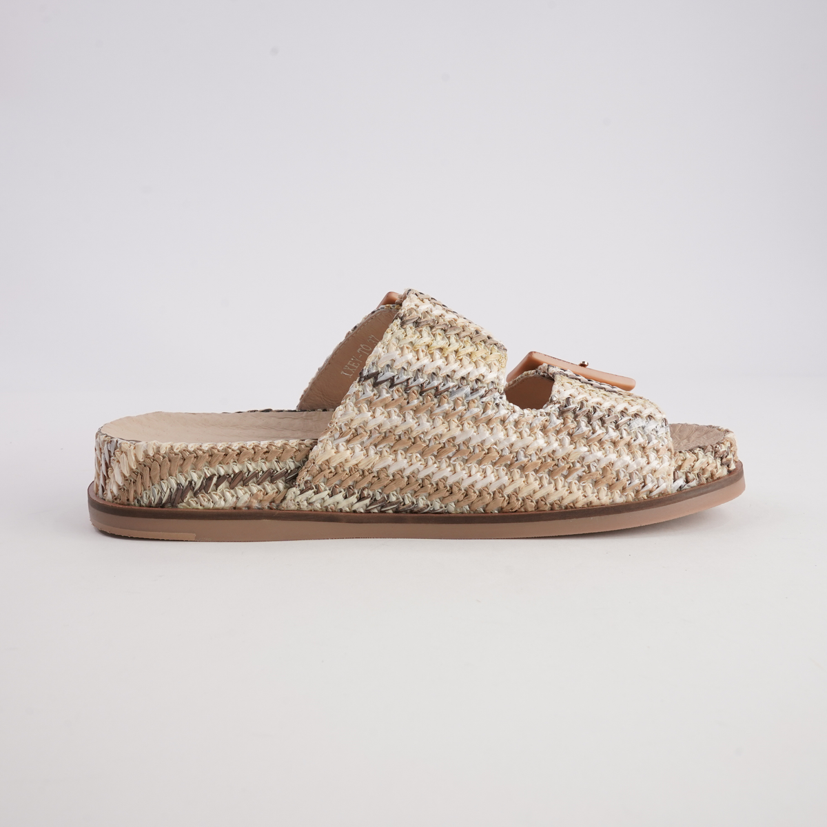 Ixey Natural Multi Raffia Slides - TOP END | Shouz
