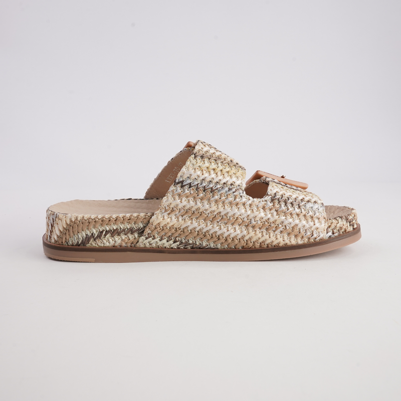 Ixey Natural Multi Raffia Slides