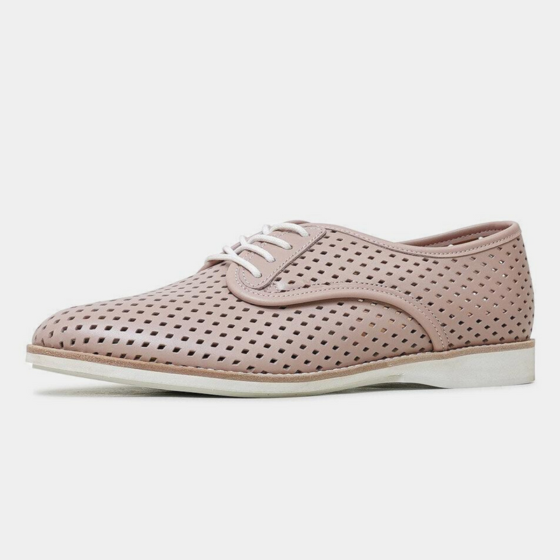 Derby Punch Chalk Pink Leather Lace Up Flats