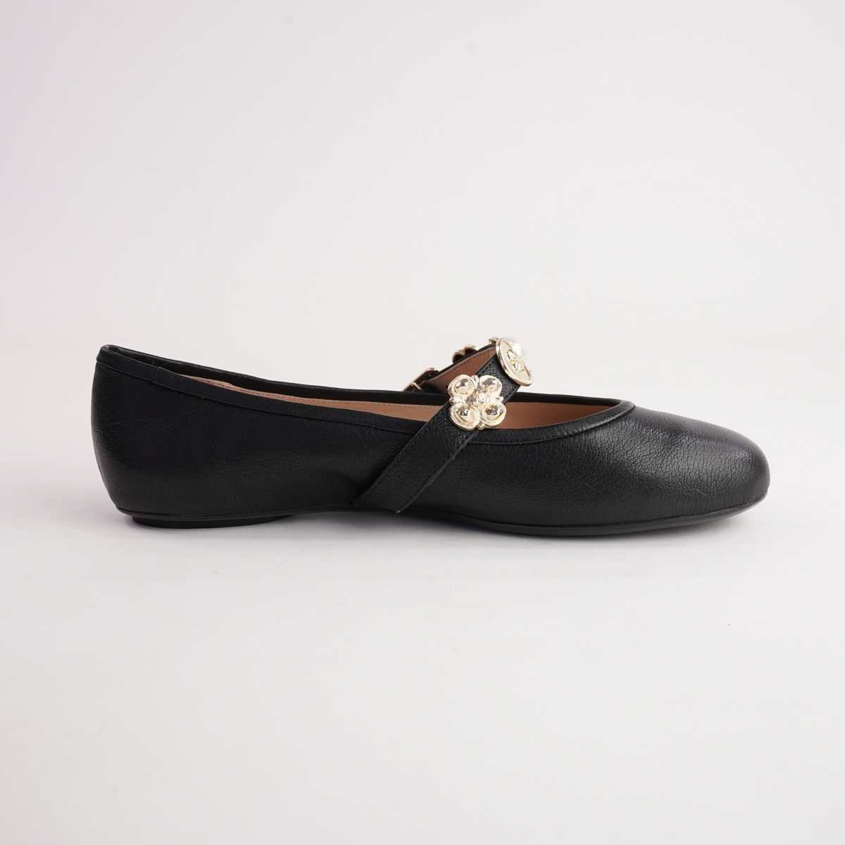 Blairre Black Leather Ballet Flats - TOP END | Shouz