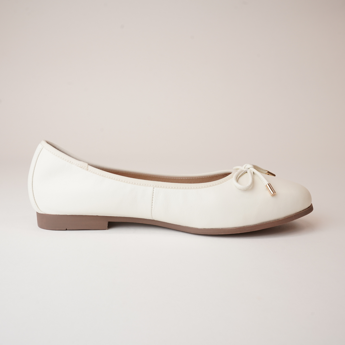 Picture Nude Leather Ballet Flats - WITH GRACE | Shouz