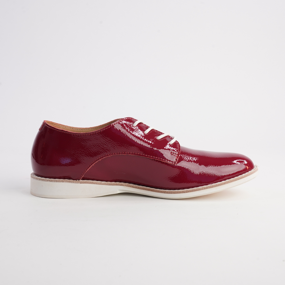 Derby Super Soft Merlot Patent Leather Lace Up Flats - ROLLIE | Shouz