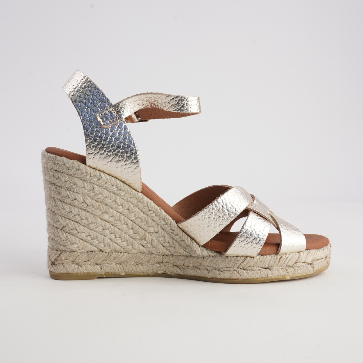 Sophia Doya Champagne Leather Espadrille Wedges - WITH GRACE | Shouz