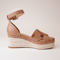 Geegie Tan Leather Espadrille Wedges