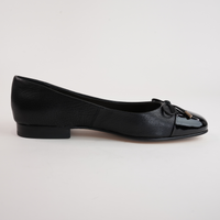 Ildiko Black Patent/ Black Leather Ballet Flats