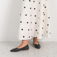 Celeste Black Leather Ballet Flats